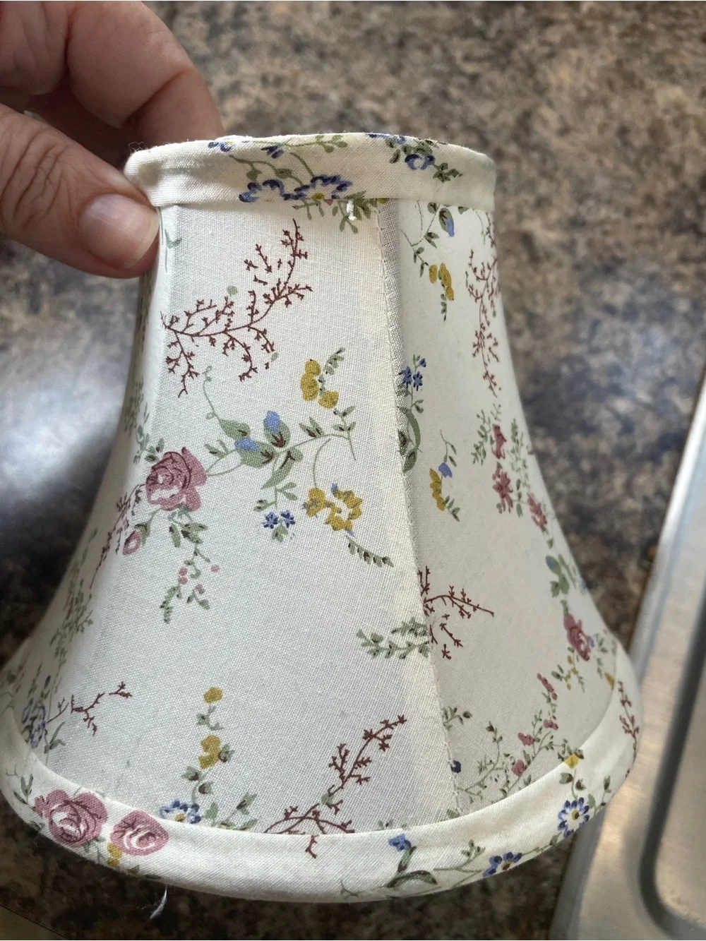 ACME Orange Mini Cast Iron Stove Lantern Vtg Salesmen Sample Floral Fabric Shade
